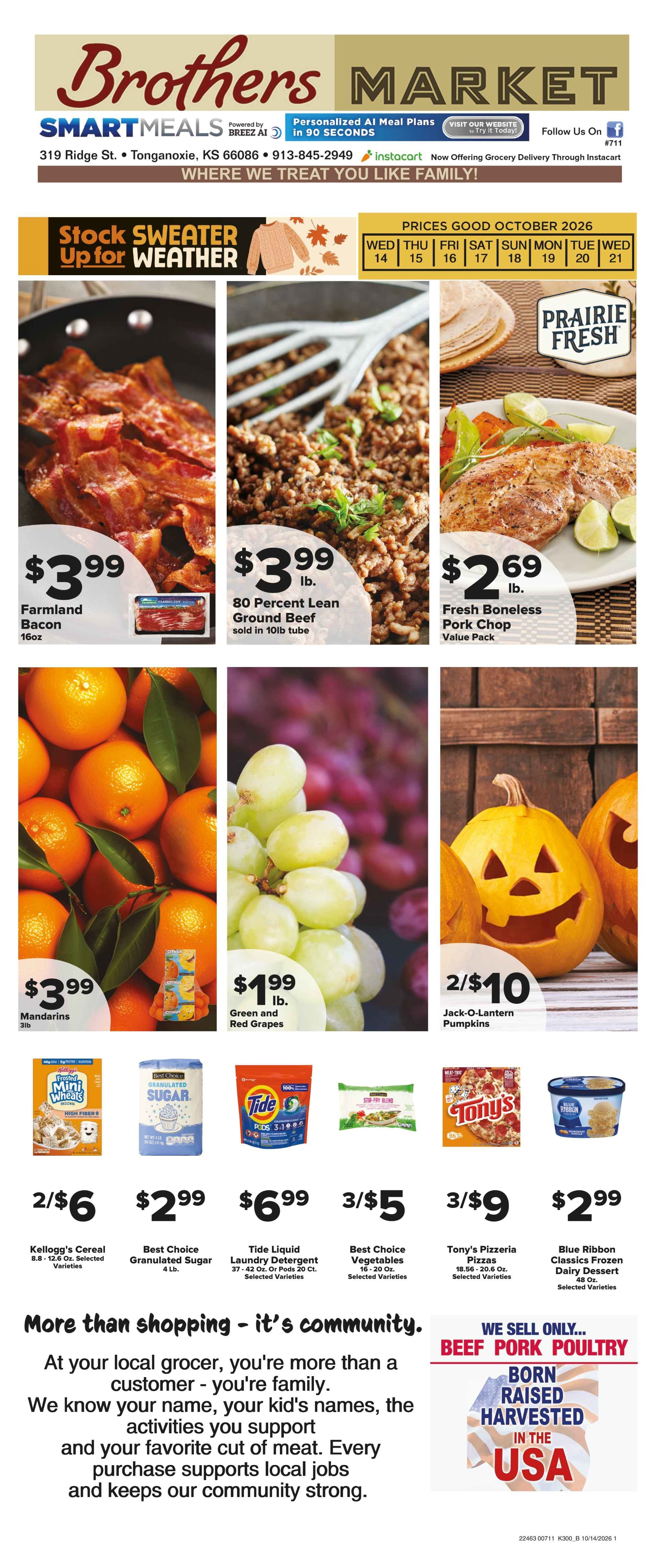 Brothers Market (Tonganoxie, KS) Weekly Ad October 14 - 21, 2026