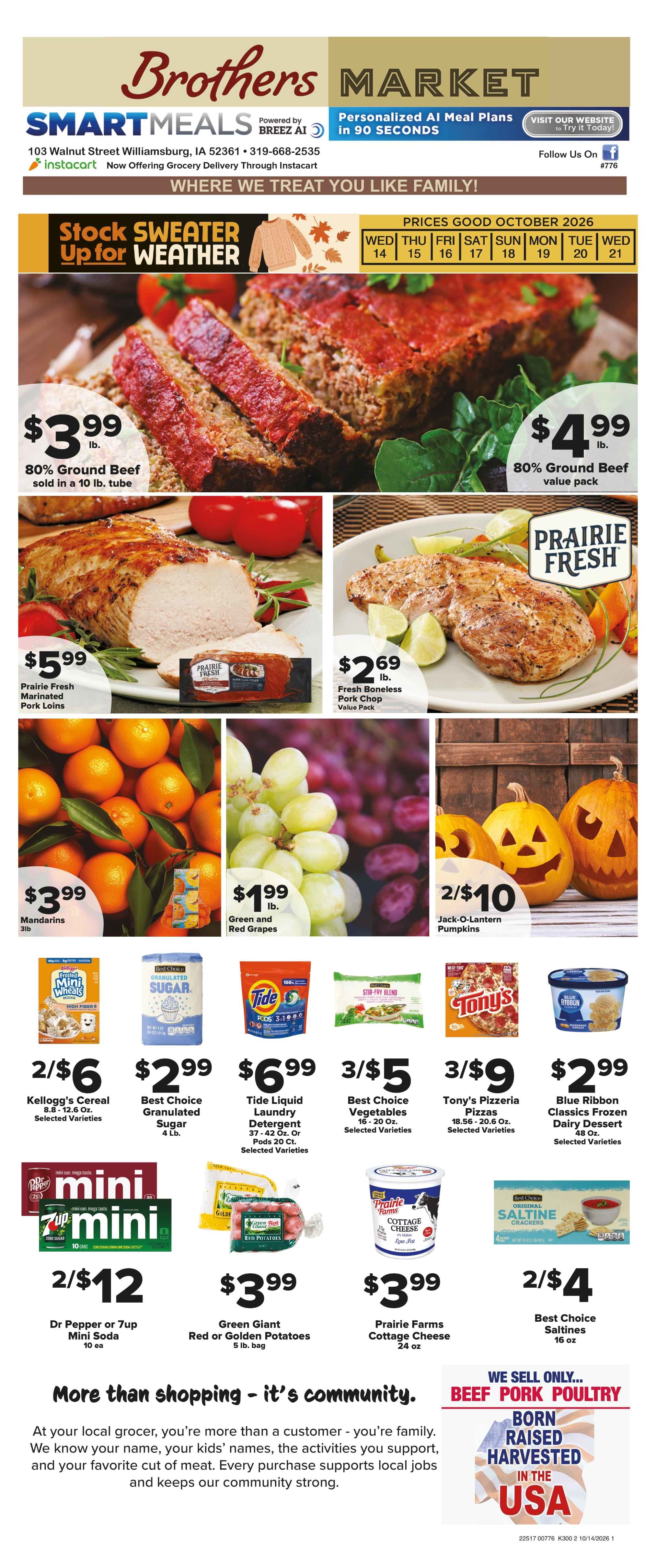 Brothers Market (Williamsburg, IA) Weekly Ad October 14 - 21, 2026