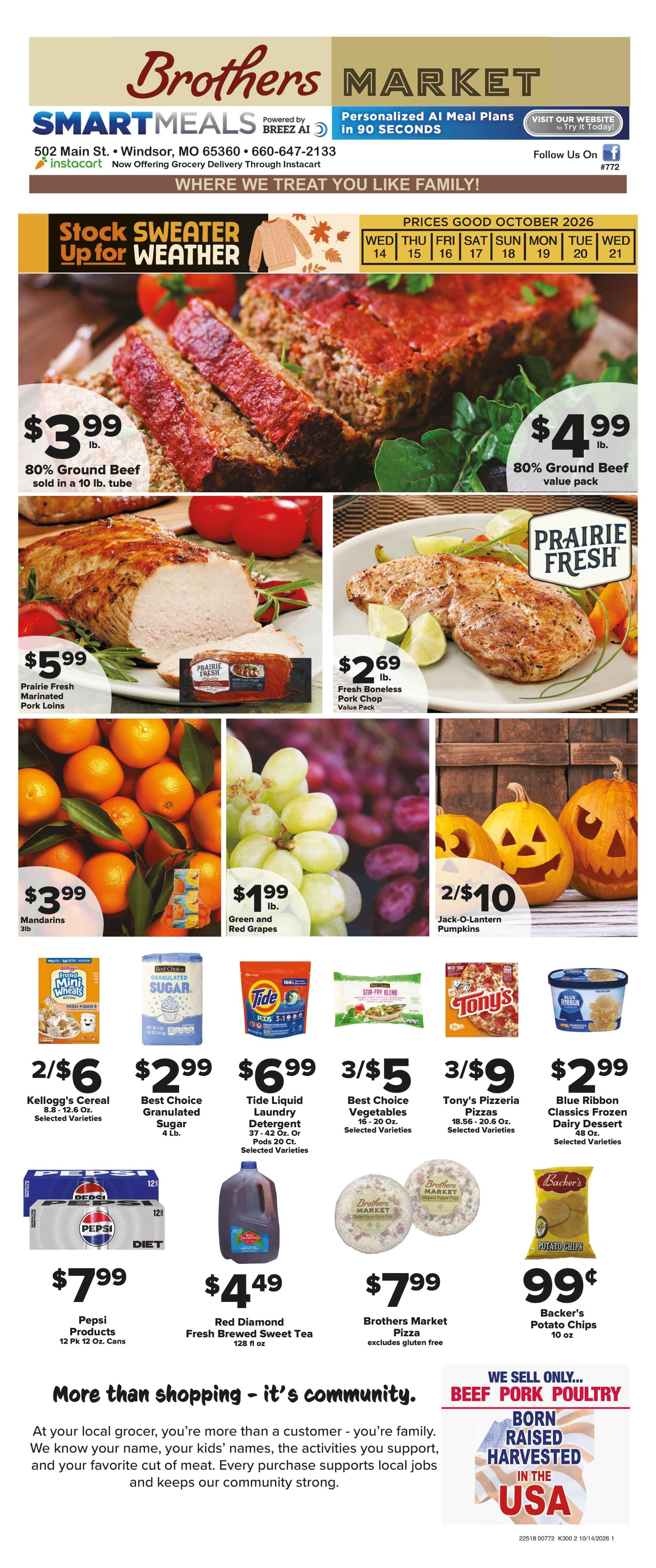 Brothers Market (Windsor, MO) Weekly Ad October 14 - 21, 2026