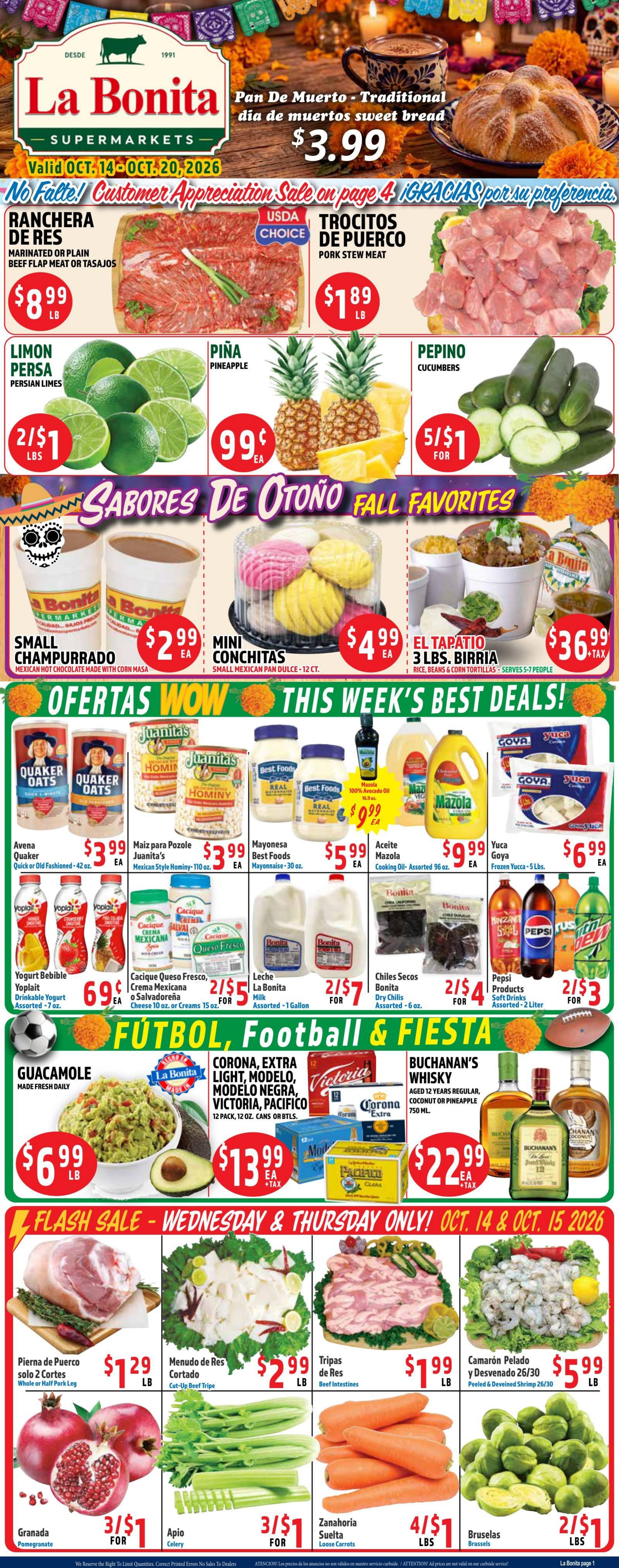 La Bonita Supermarkets Weekly Ad October 14 - 20, 2026