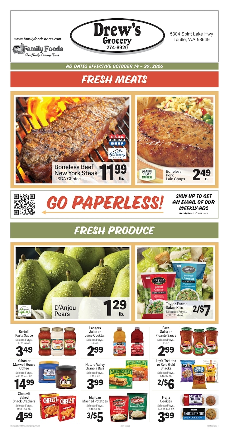 Drew's Grocery Weekly Ad October 14 - 20, 2026