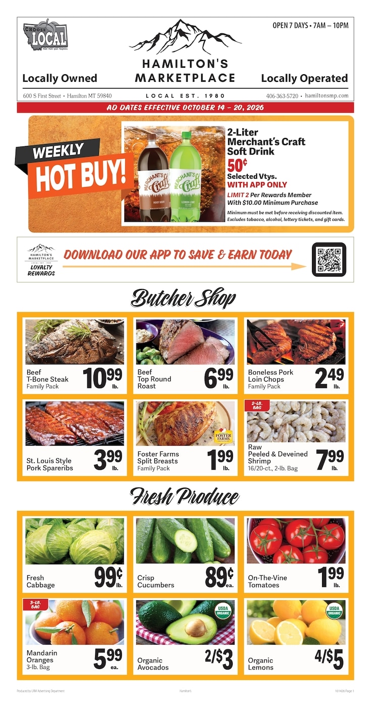 Hamilton's Marketplace Weekly Ad October 14 - 20, 2026