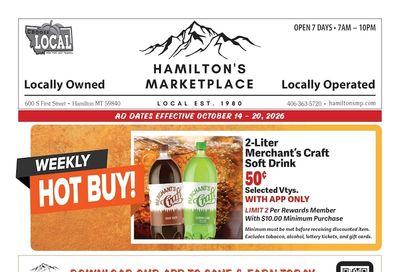 Hamilton's Marketplace Weekly Ad October 14 - 20, 2026