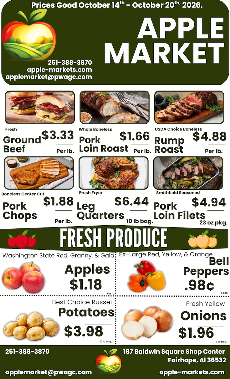 Apple Market Fairhope Weekly Ad October 14 - 20, 2026