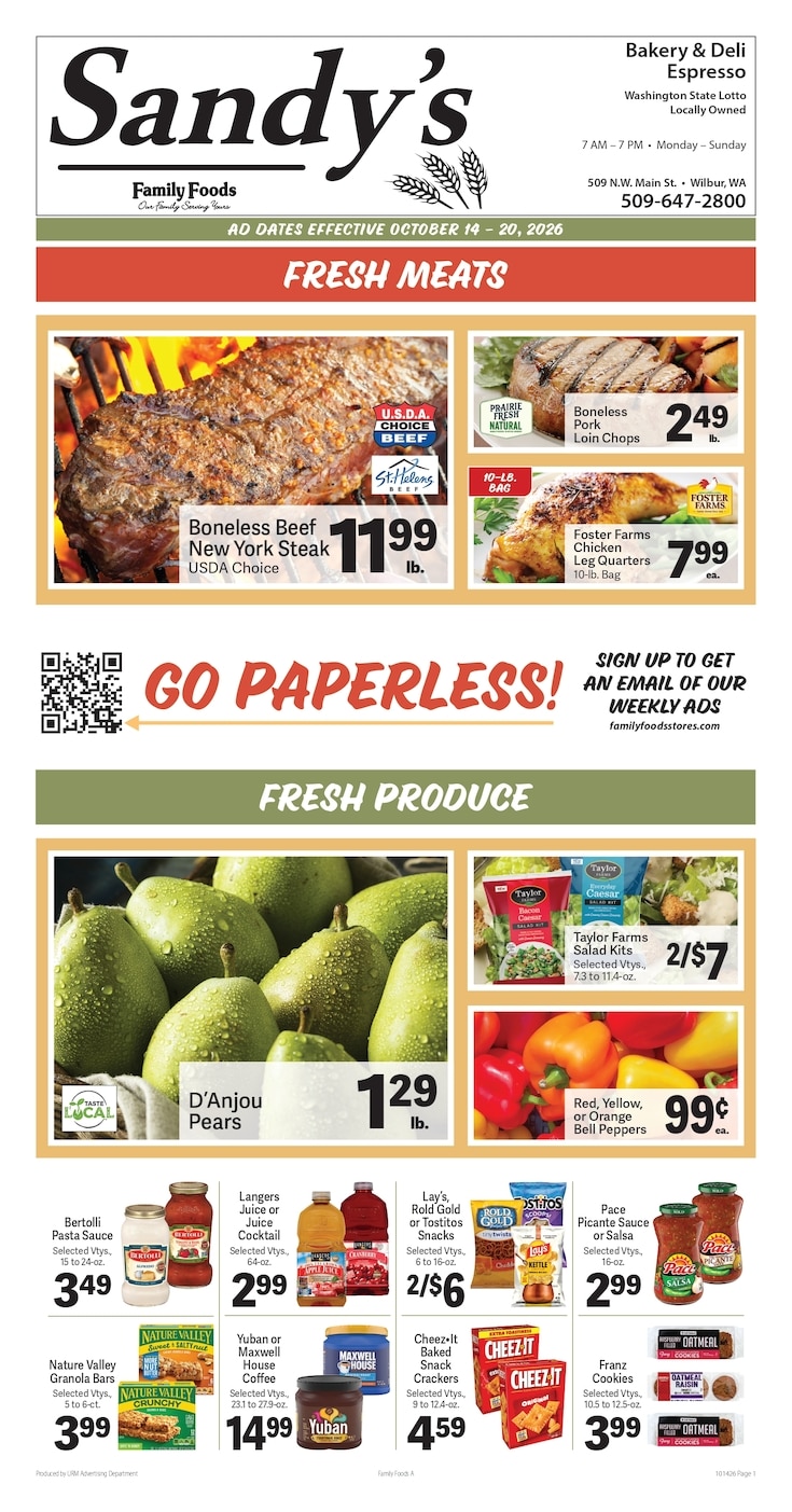 Sandy's Family Foods Weekly Ad October 14 - 20, 2026