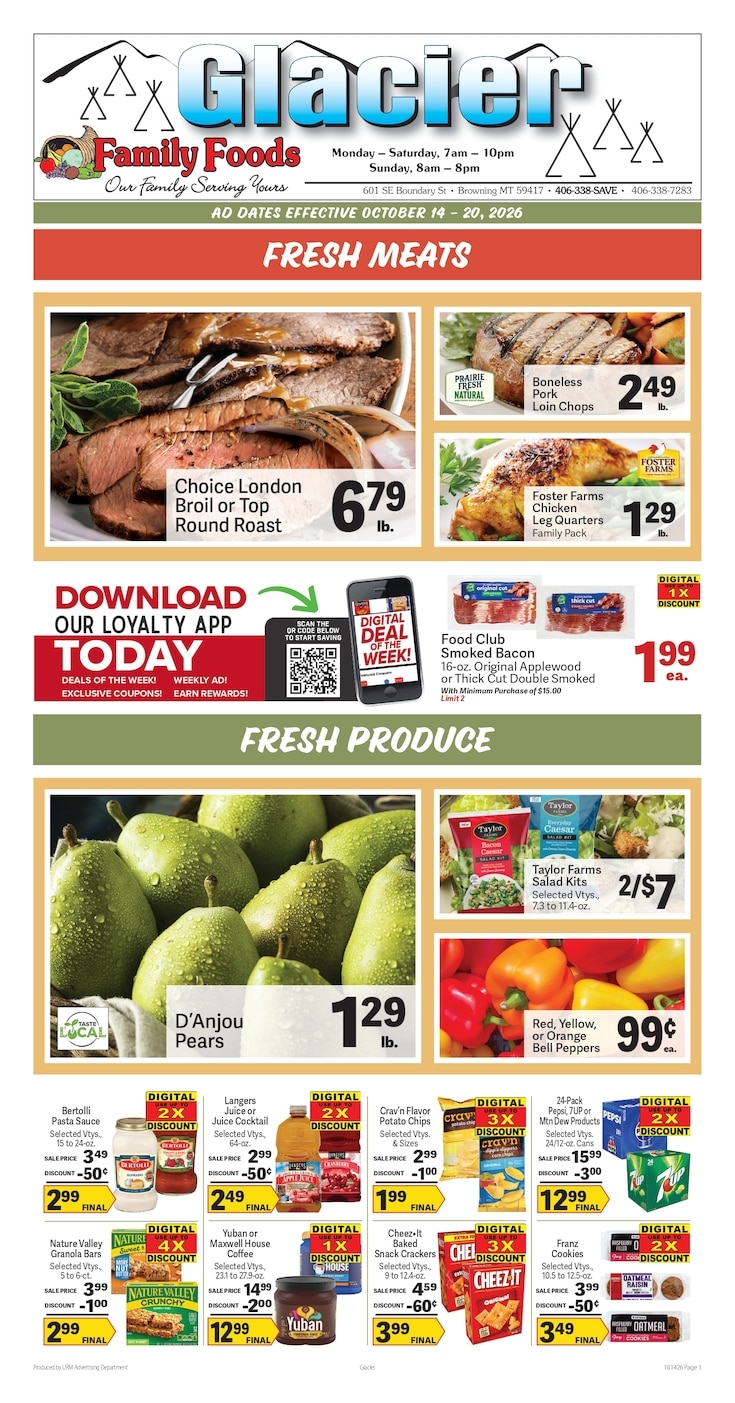 Glacier Family Foods Weekly Ad October 14 - 20, 2026