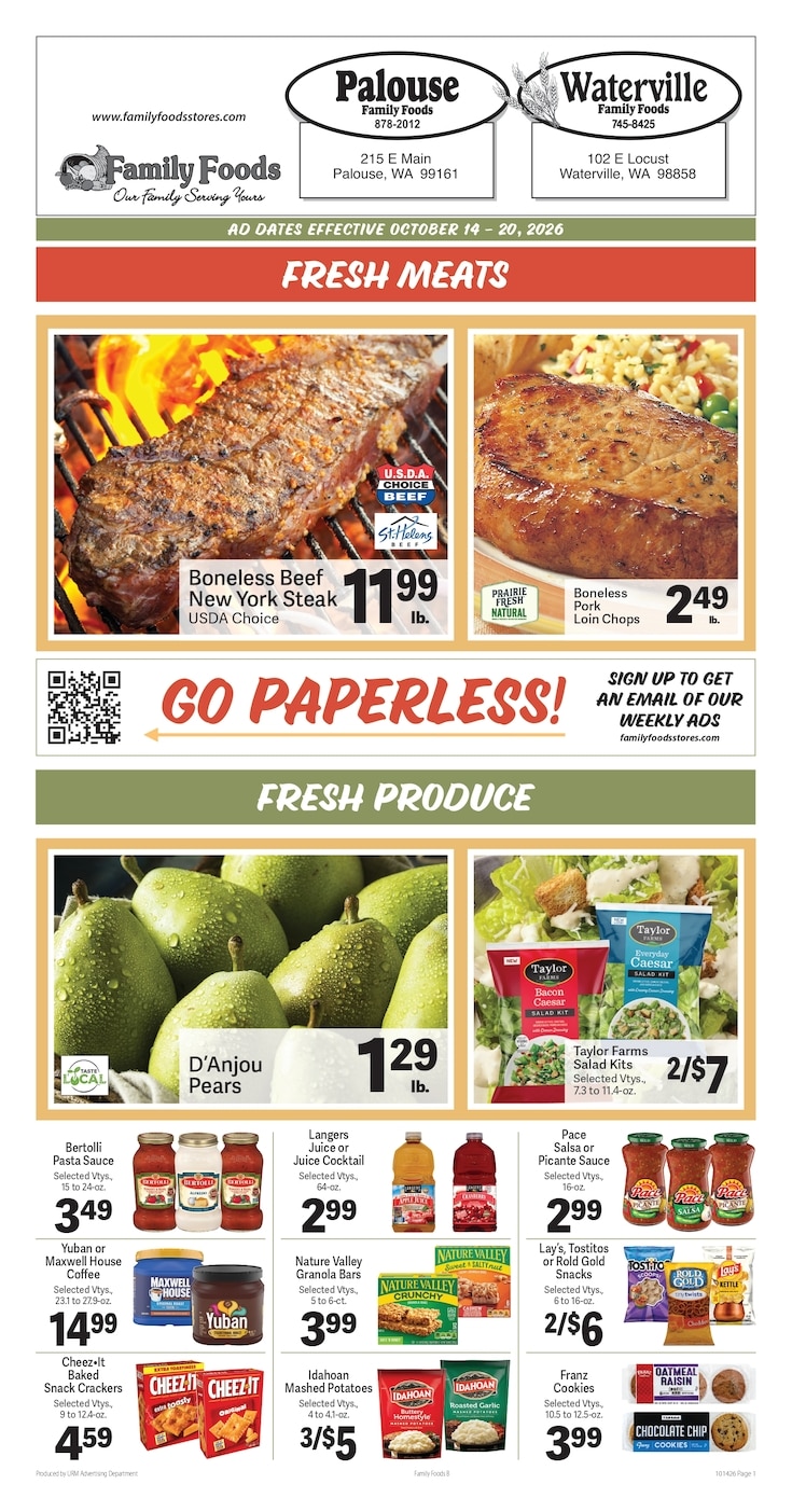 Waterville Family Foods Weekly Ad October 14 - 20, 2026