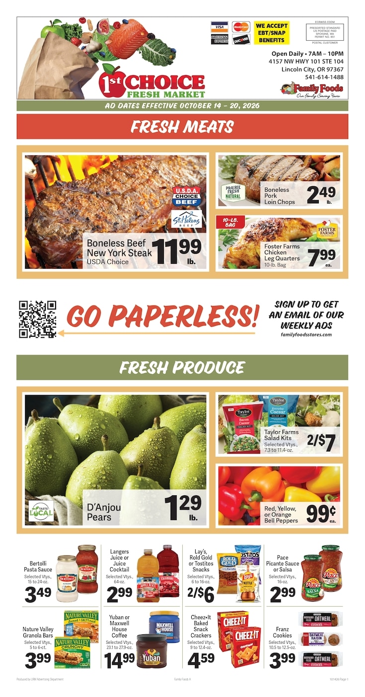 1st Choice Fresh Market Weekly Ad October 14 - 20, 2026