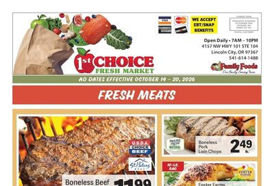 1st Choice Fresh Market Weekly Ad October 14 - 20, 2026