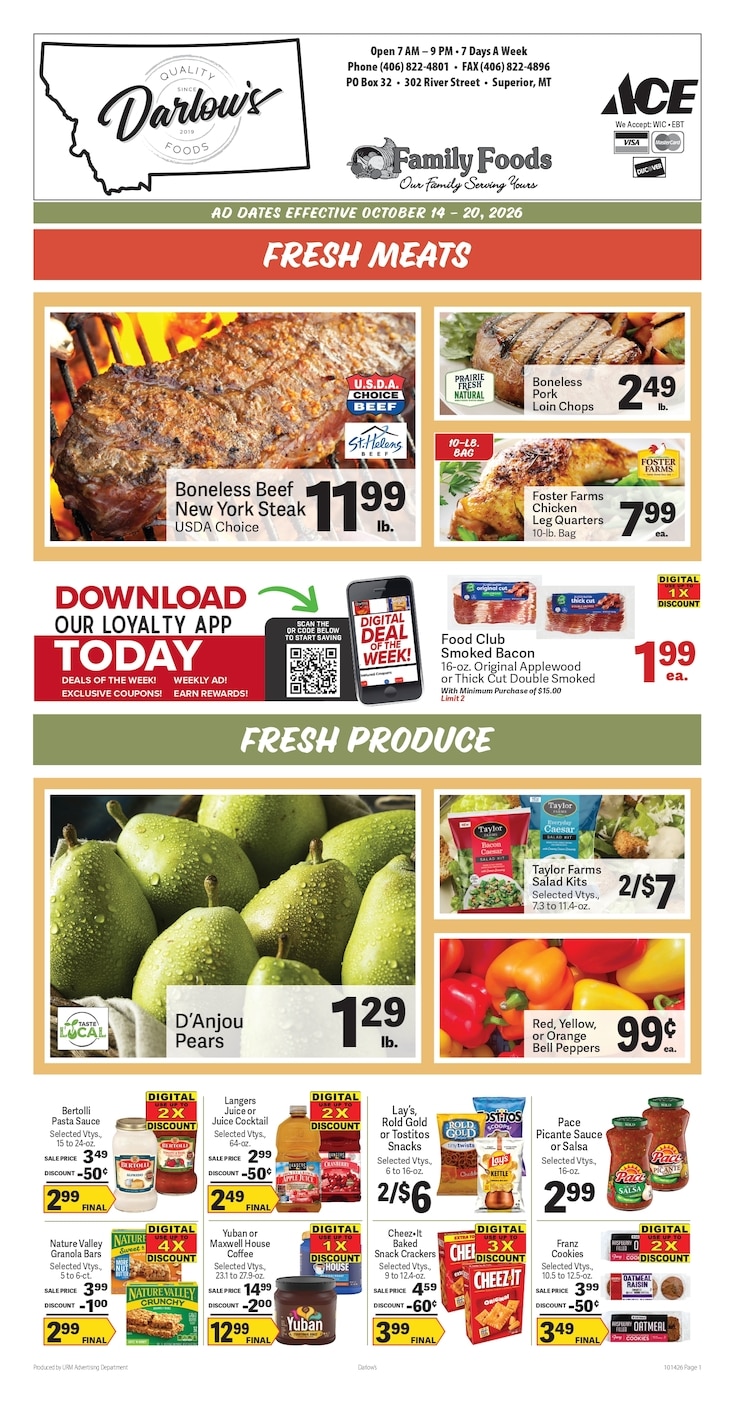 Darlow's Quality Foods Weekly Ad October 14 - 20, 2026