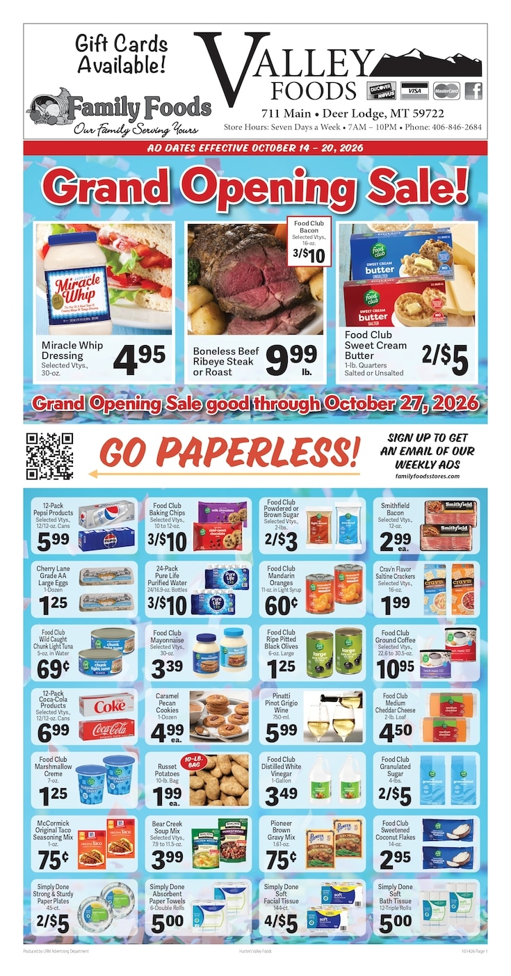 Deer Lodge Valley Foods Weekly Ad October 14 - 20, 2026