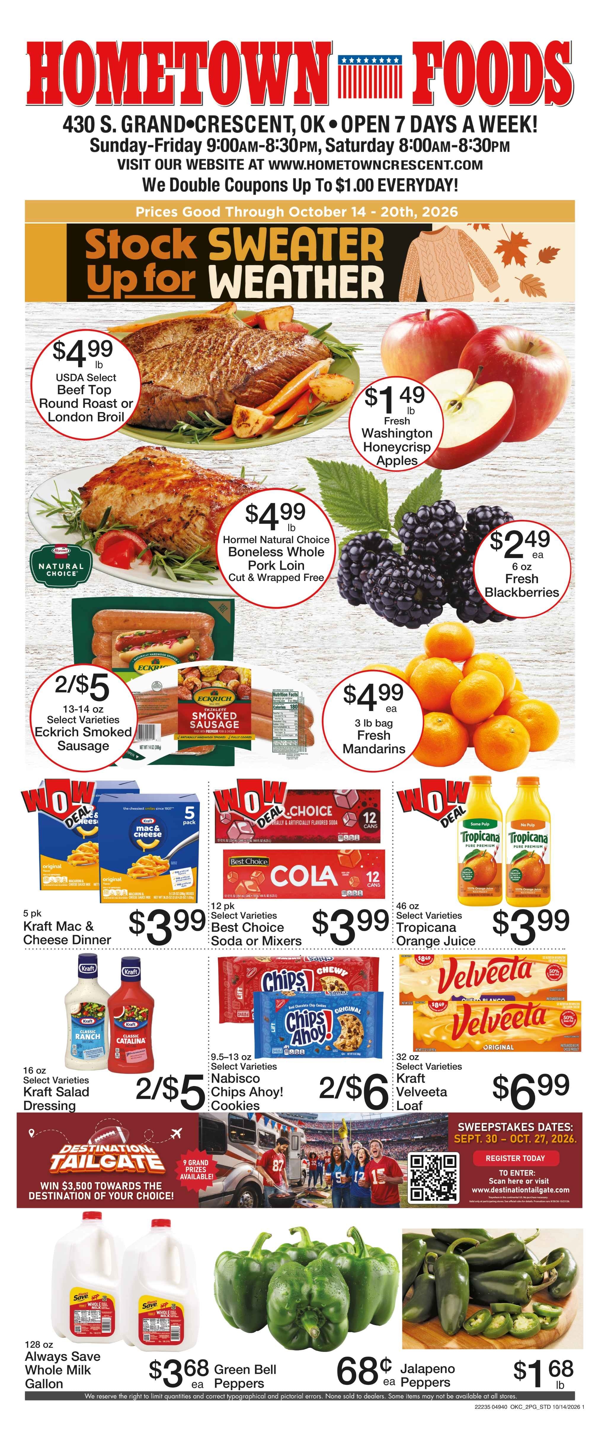 Hometown Foods Crescent Come Save With Us! Weekly Ad October 14 - 20, 2026