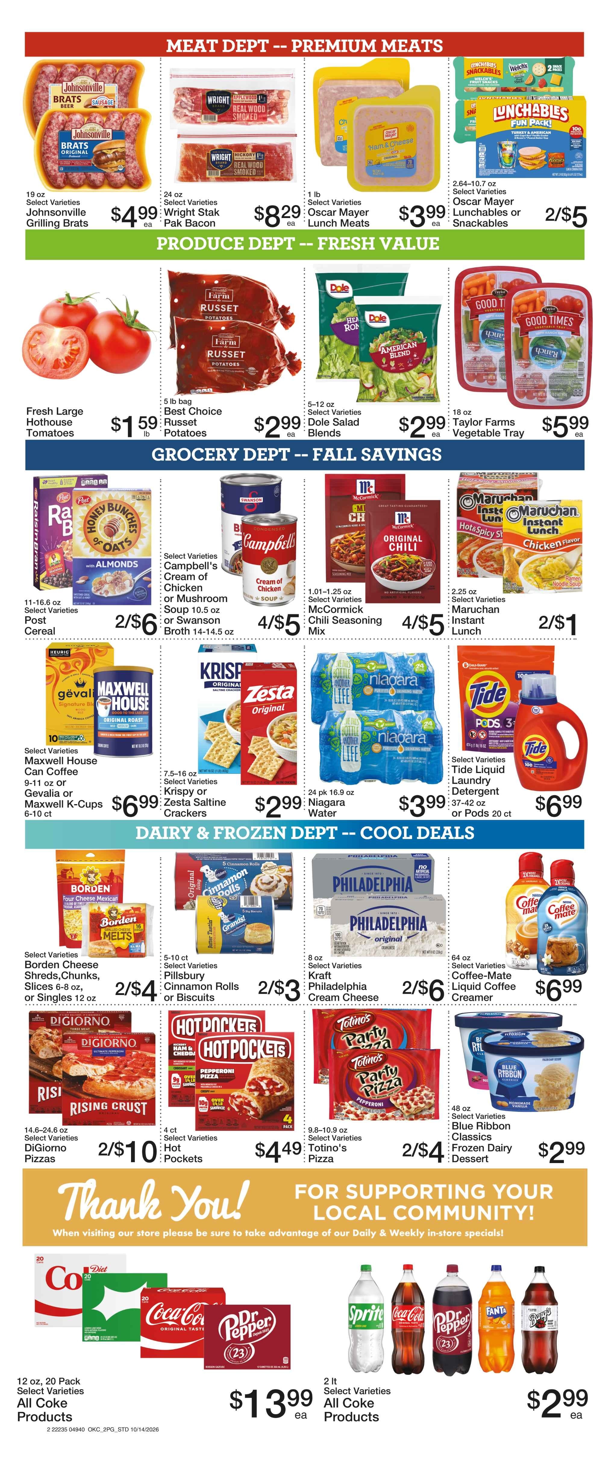 Hometown Foods Crescent Come Save With Us! Weekly Ad October 14 - 20, 2026