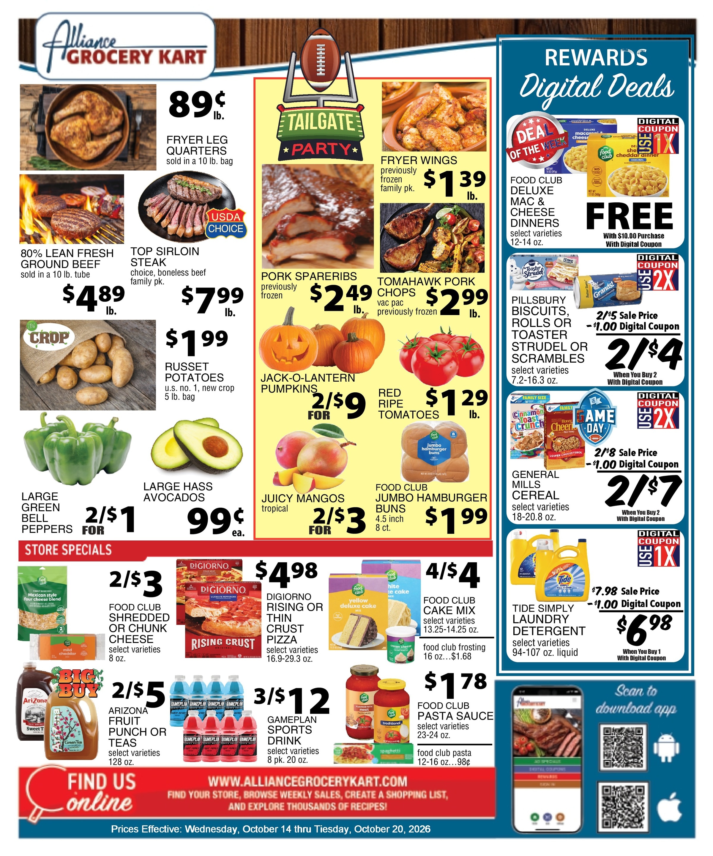 Alliance Grocery Kart Weekly Ad October 14 - 20, 2026