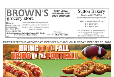 Brown's Grocery Store Weekly Ad October 14 - 20, 2026