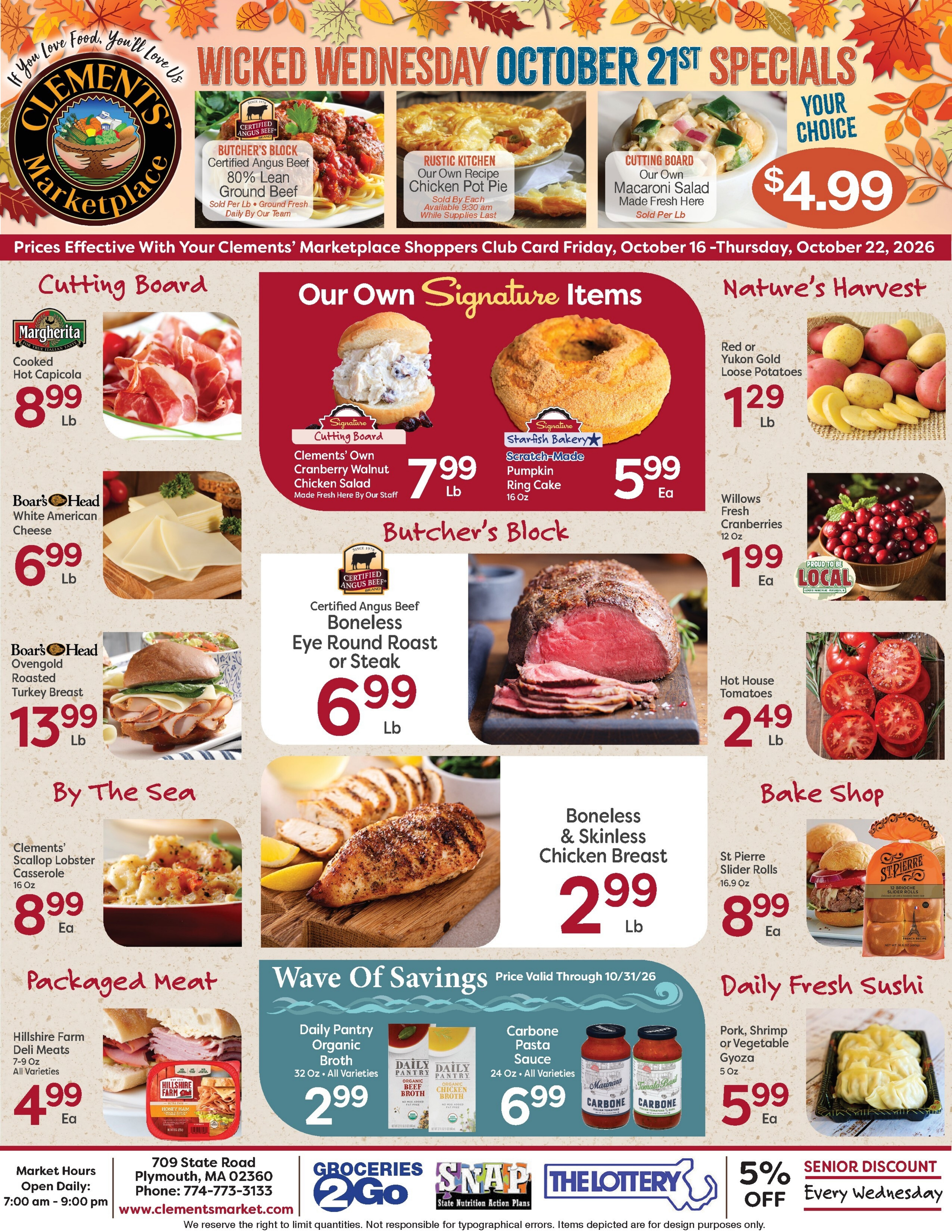 Clements' Marketplace (Plymouth, MA) Weekly Ad October 16 - 22, 2026