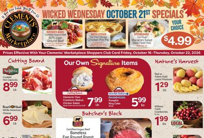Clements' Marketplace (Plymouth, MA) Weekly Ad October 16 - 22, 2026