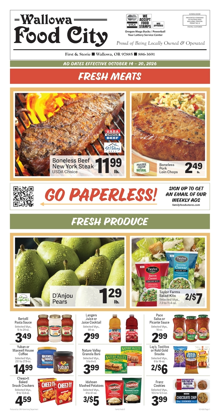 Wallowa Food City Weekly Ad October 14 - 20, 2026