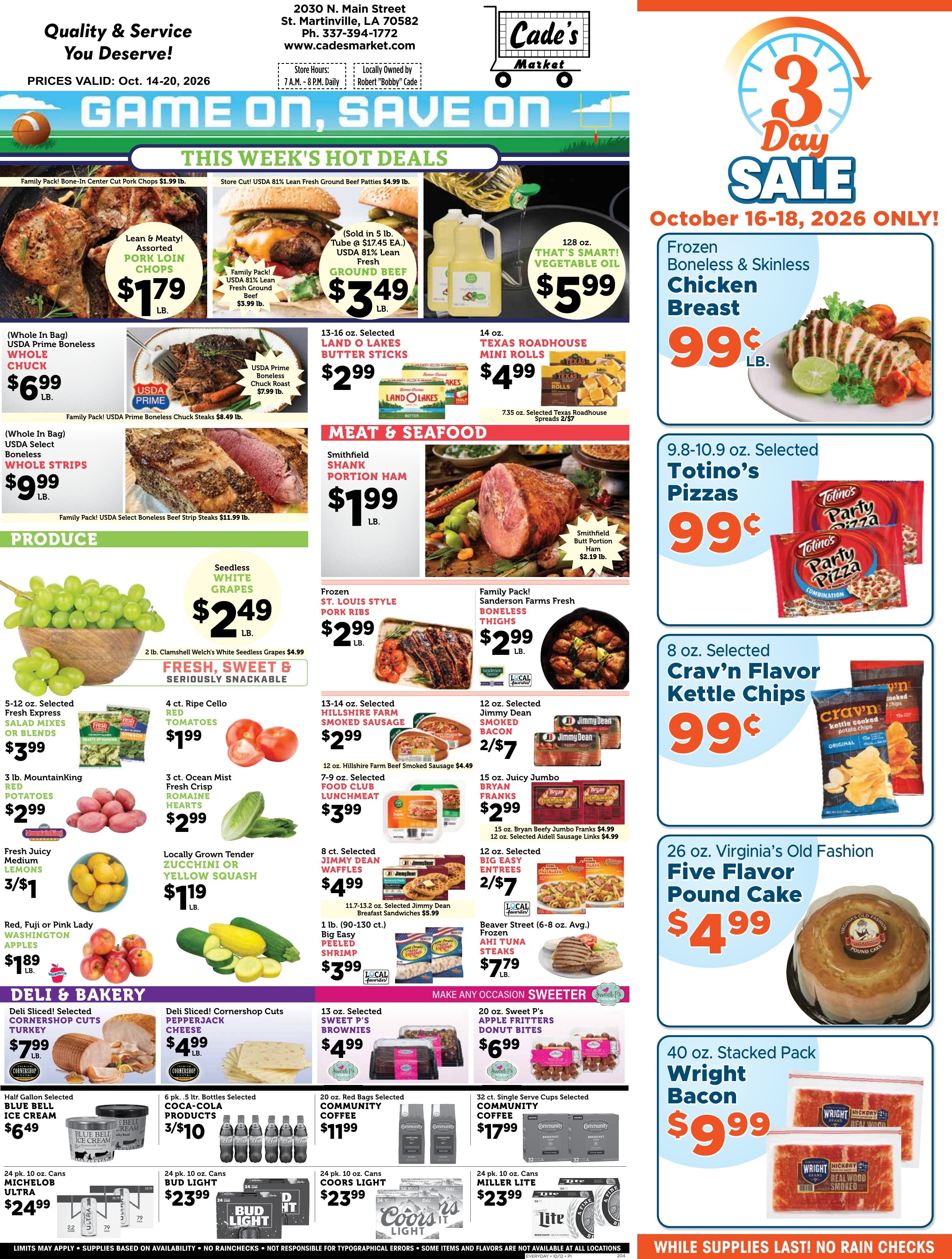 Cade's Market Weekly Ad October 14 - 20, 2026