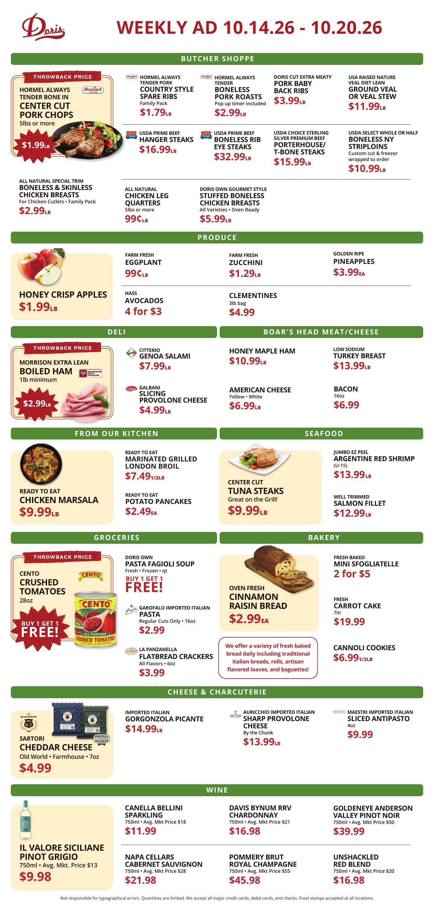 Doris Italian Market Weekly Ad October 14 - 20, 2026