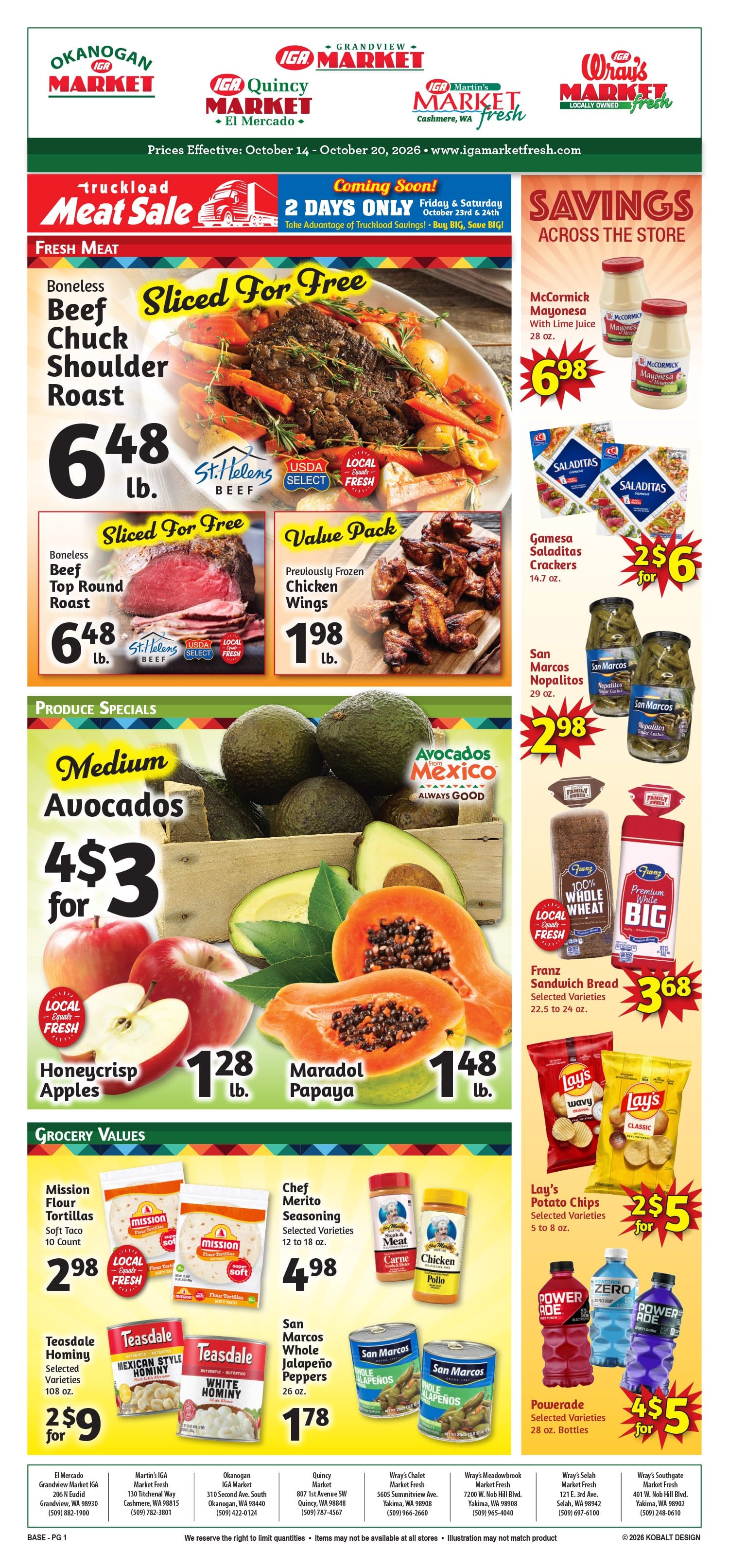 Quincy Market IGA Weekly Ad October 14 - 20, 2026