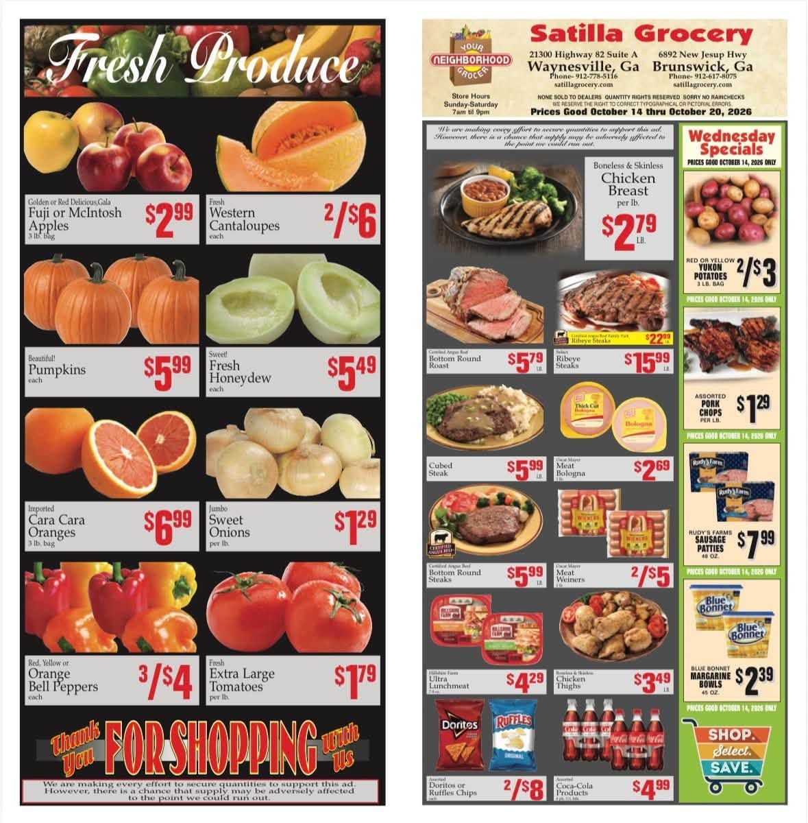 Satilla Grocery Weekly Ad October 14 - 20, 2026