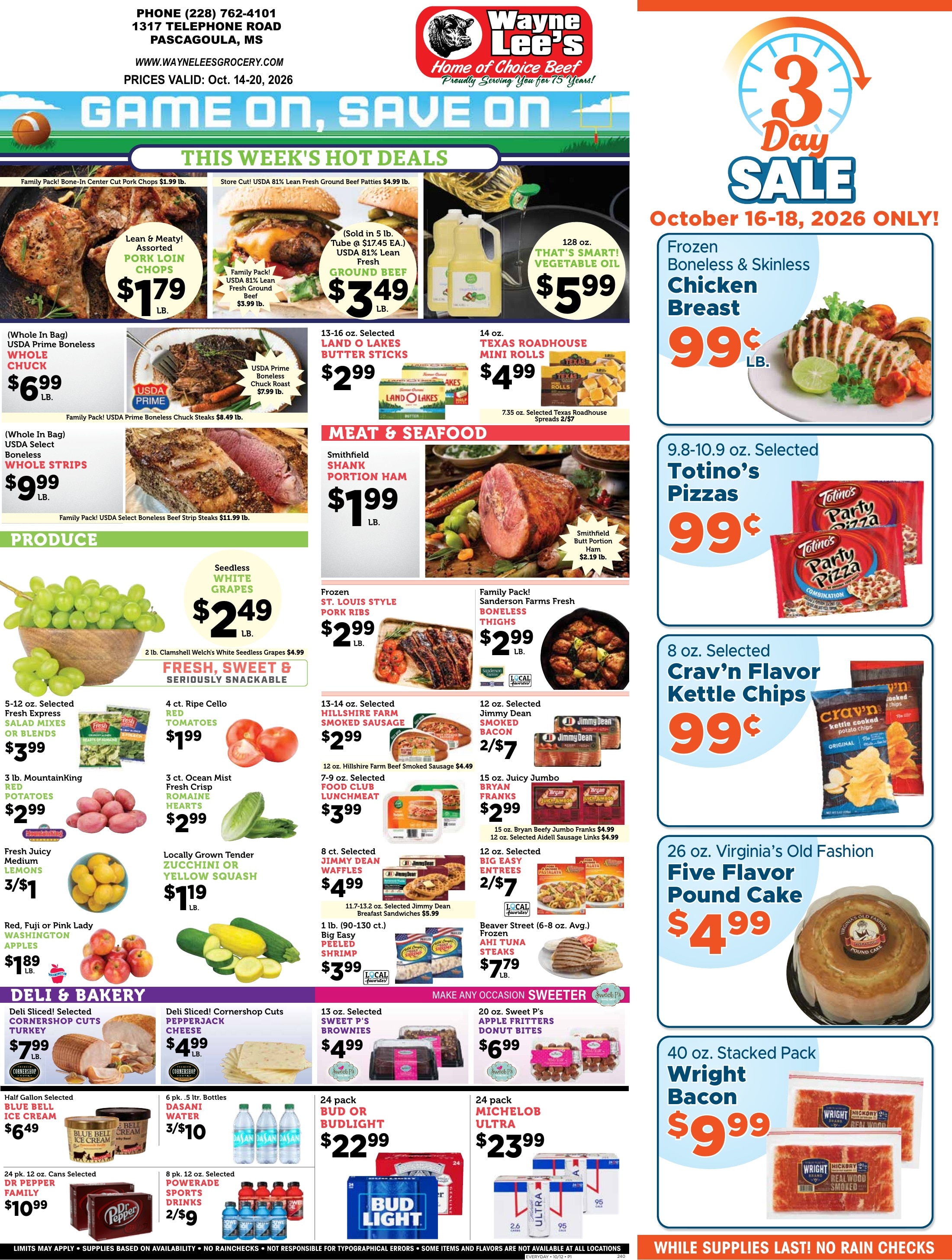 Wayne Lee's Grocery & Market Weekly Ad October 14 - 20, 2026