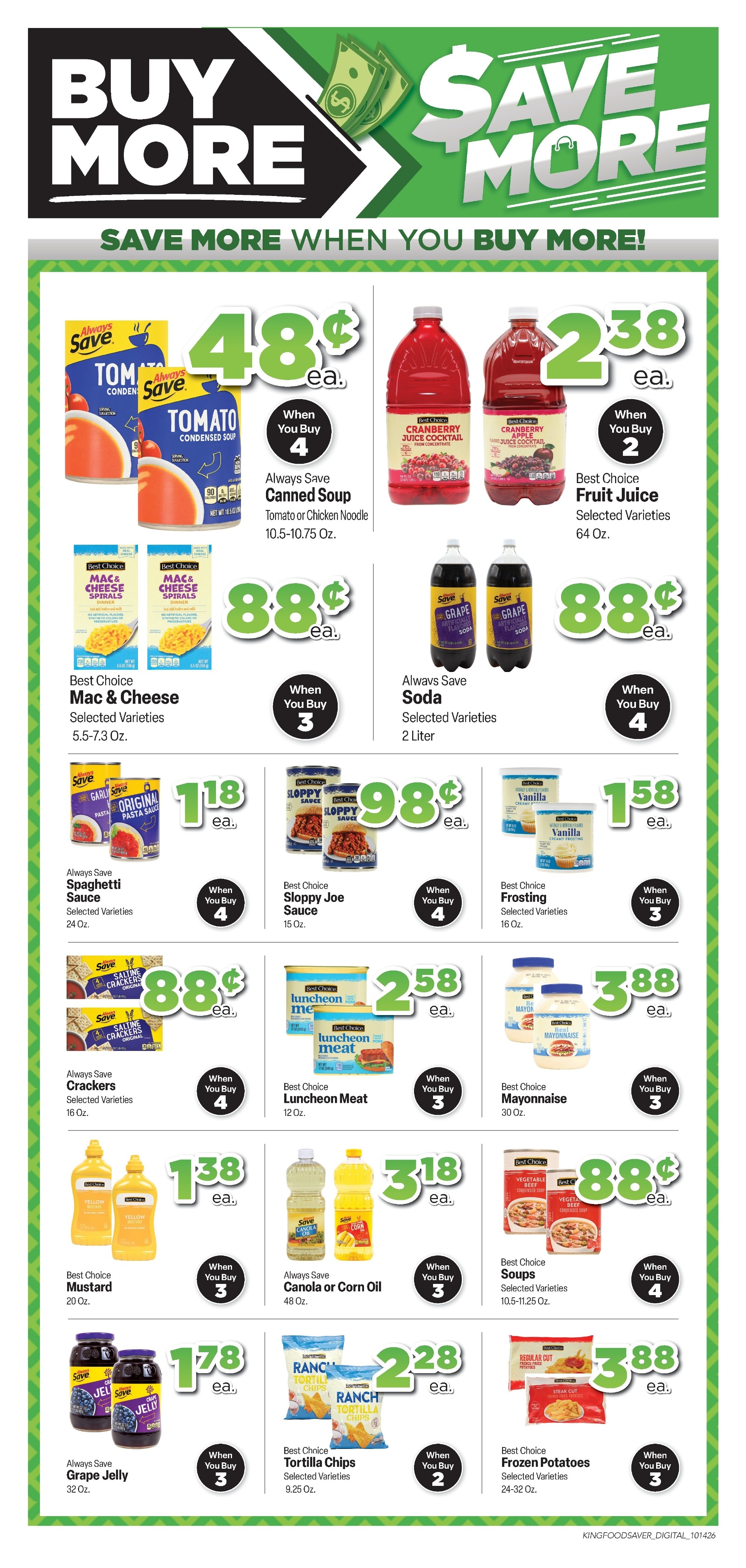 King Food Saver (Branson West and Springfield, MO) Weekly Ad October 14 - 20, 2026