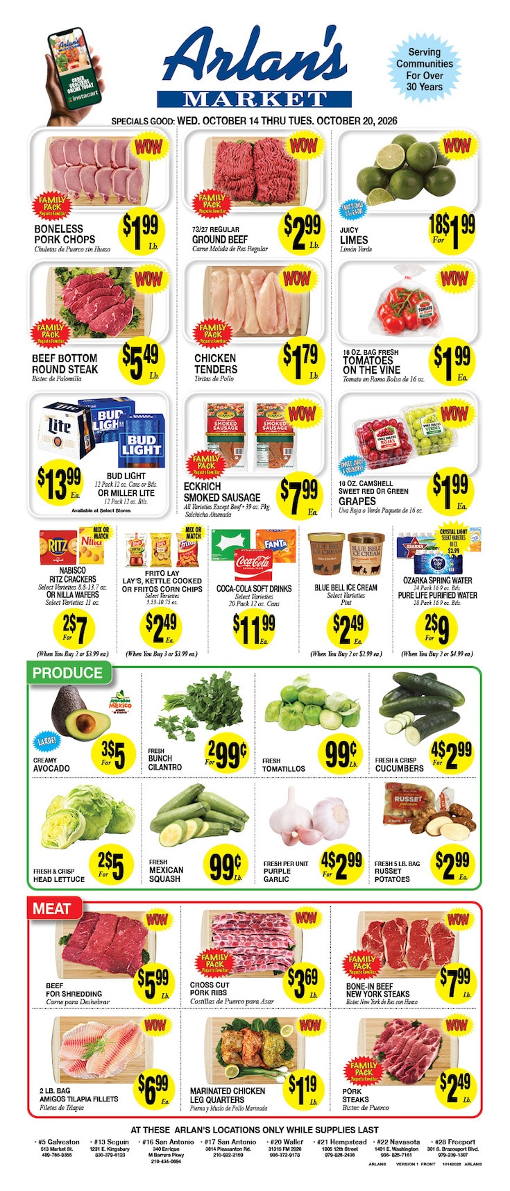Arlan's Market (Freeport and other locations, TX) Weekly Ad October 14 - 20, 2026