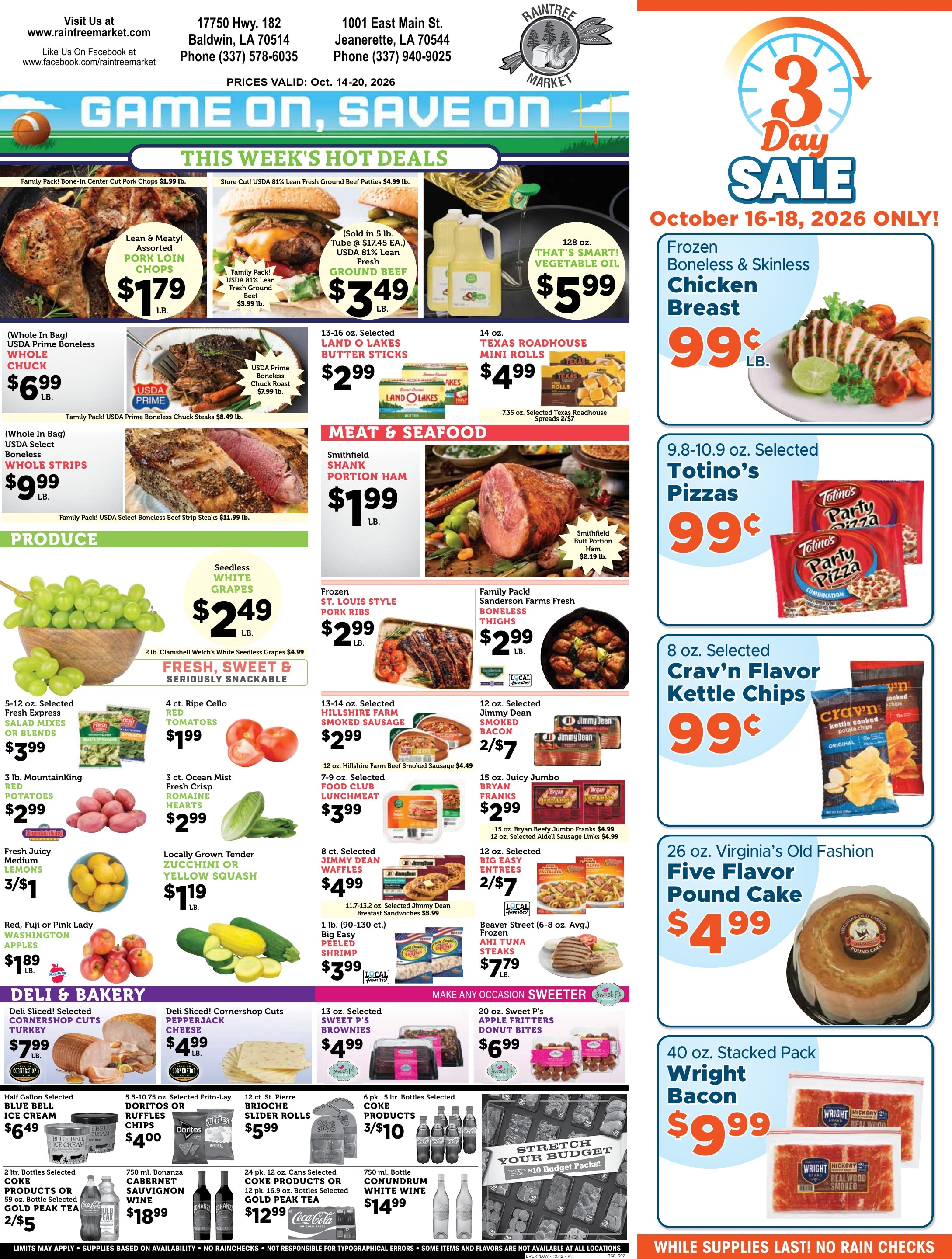 Raintree Market (Baldwin and Jeanerette, LA) Weekly Ad October 14 - 20, 2026