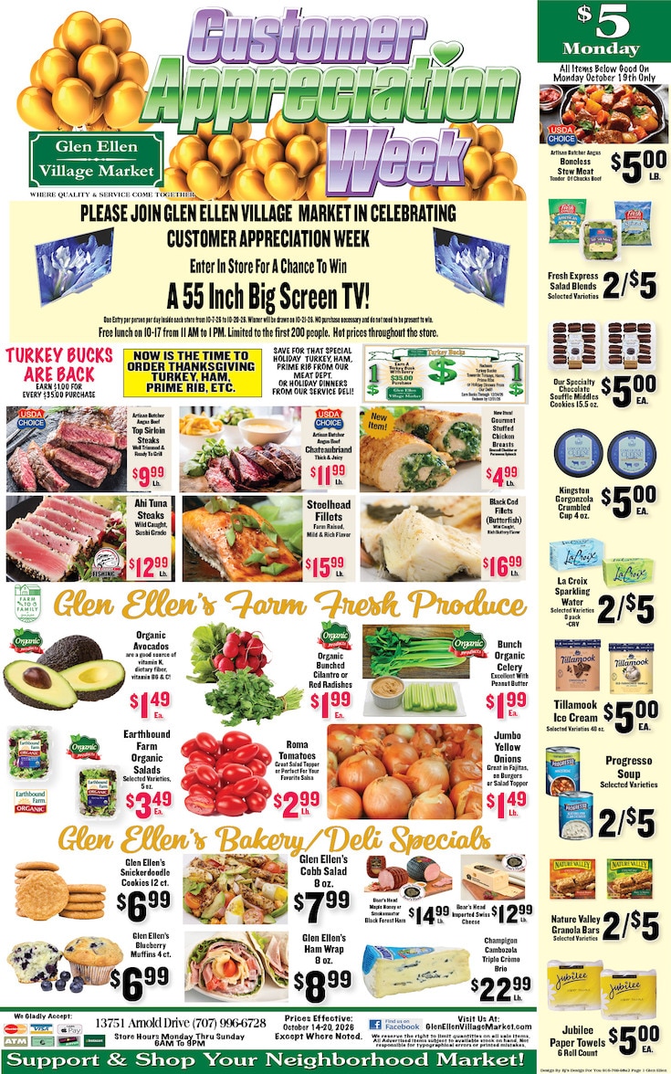 Glen Ellen Village Market Weekly Ad October 14 - 20, 2026