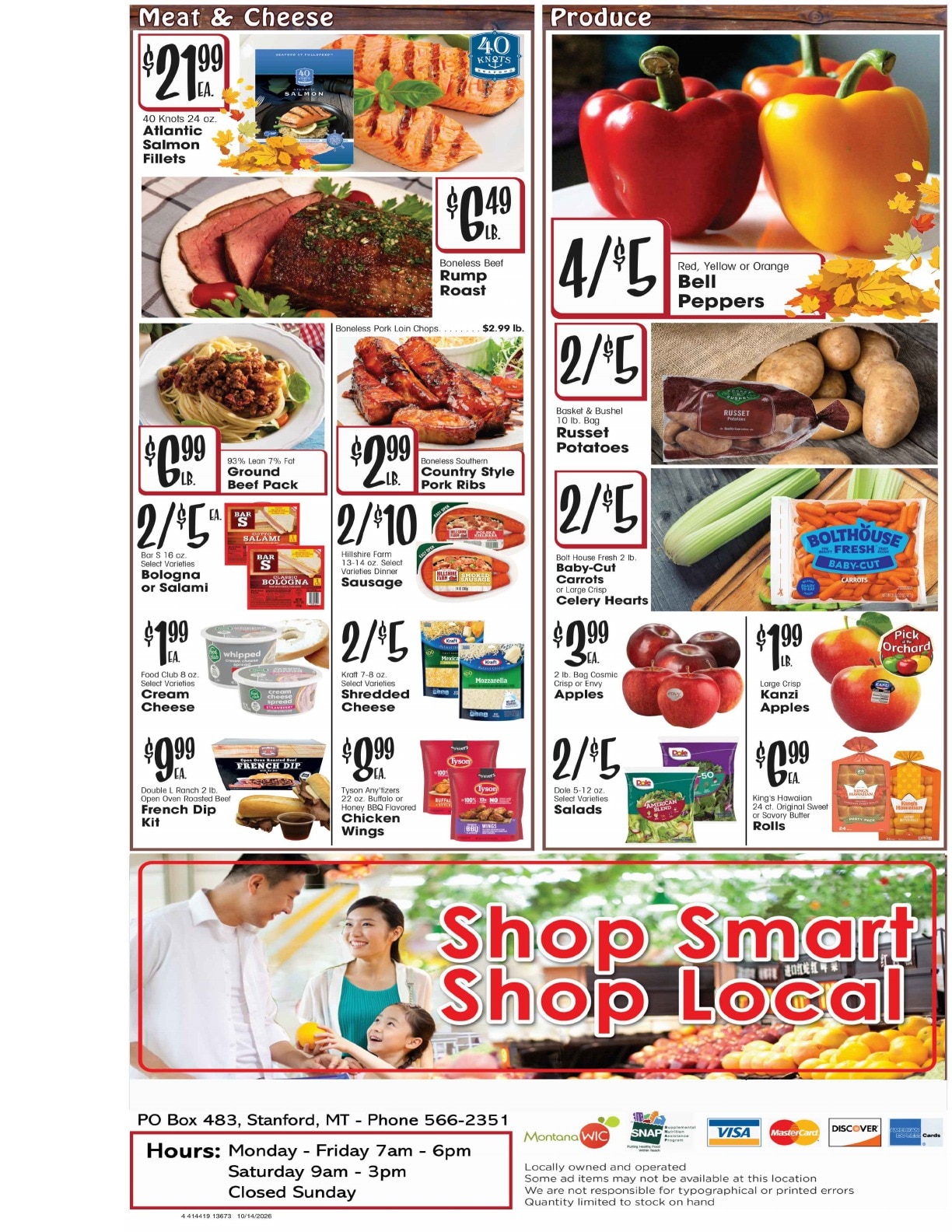 D's Supermarket (Stanford, MT) Weekly Ad October 14 - 20, 2026