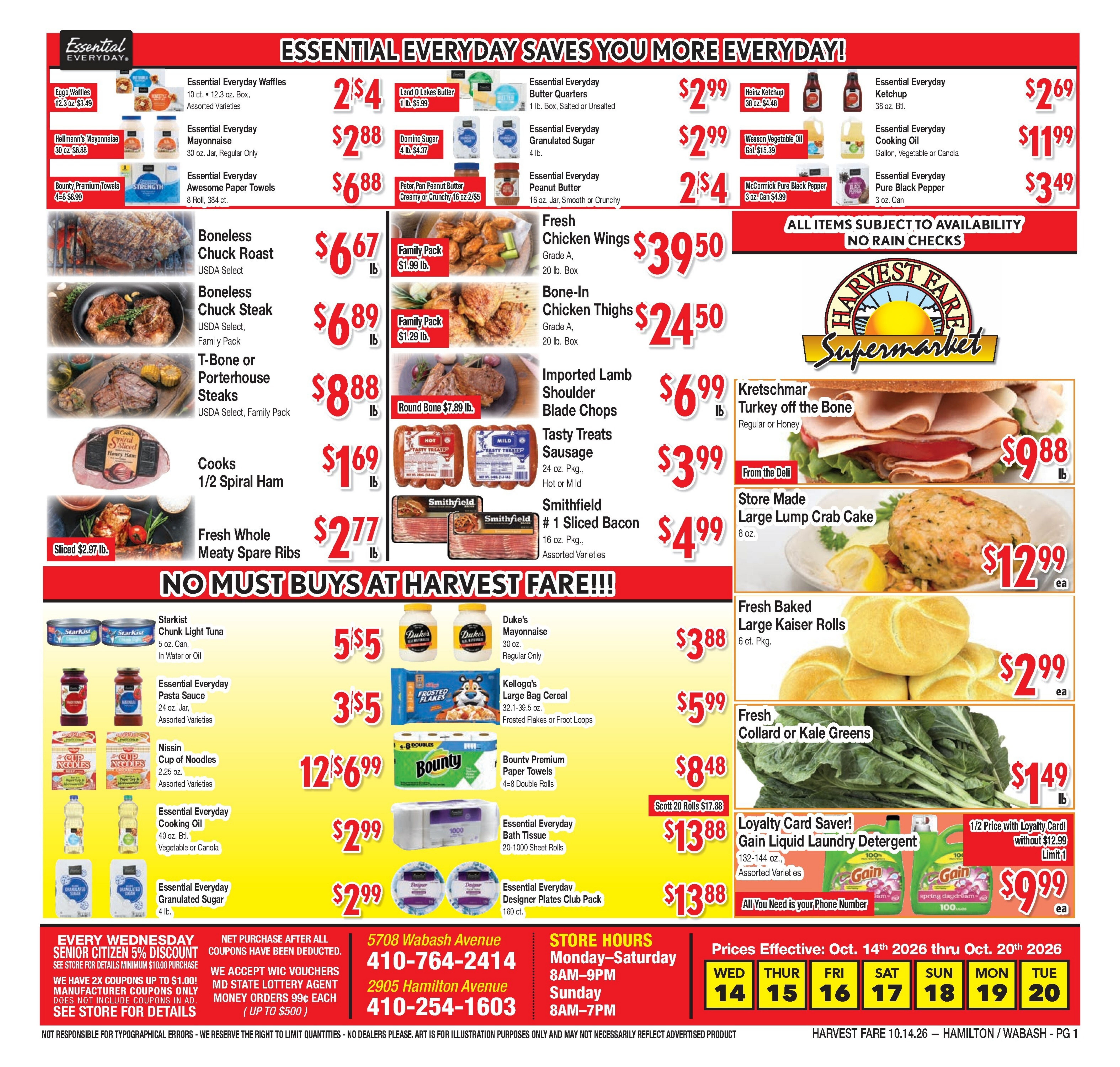Harvest Fare Weekly Ad October 14 - 20, 2026