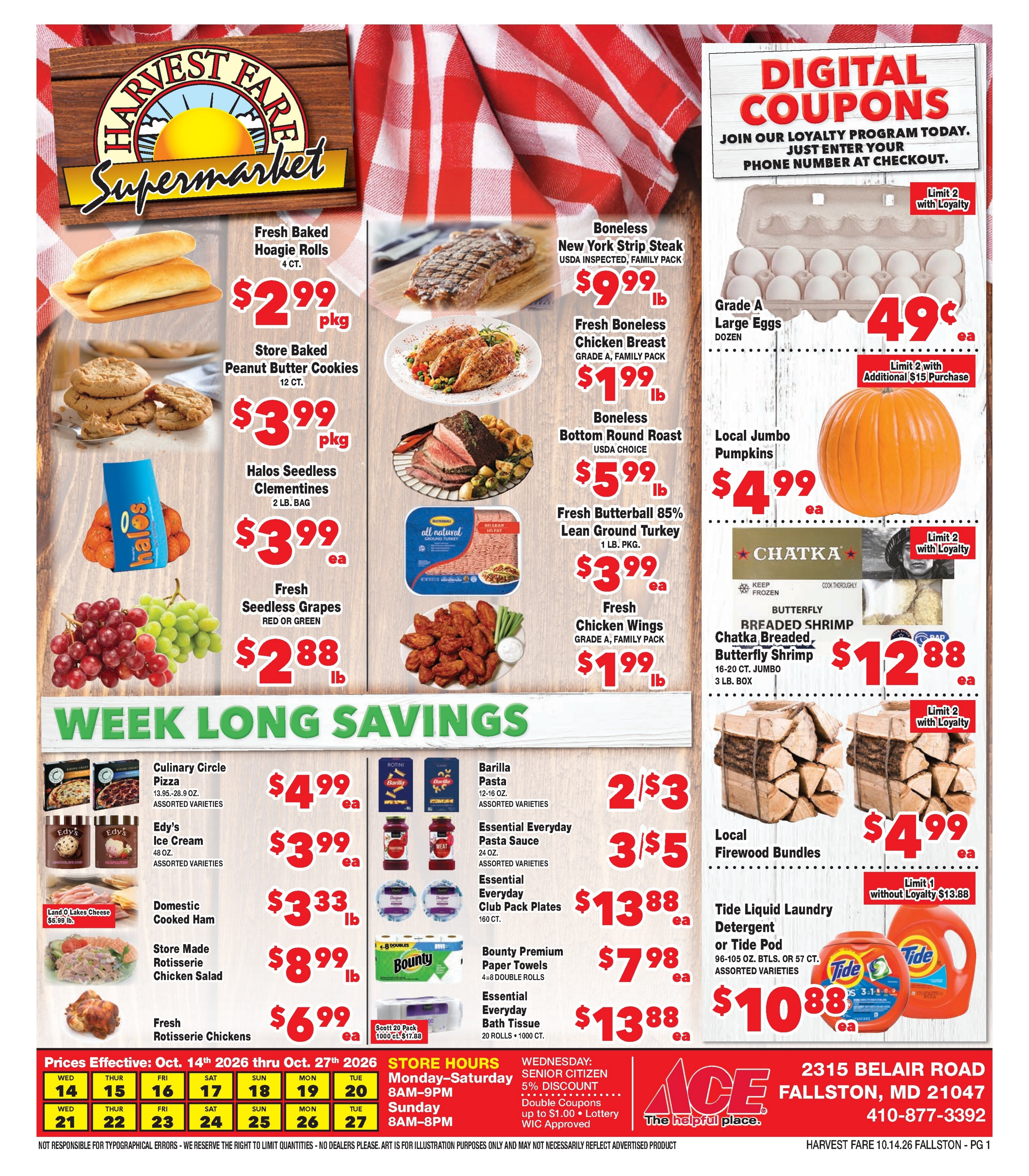 Harvest Fare Weekly Ad October 14 - 27, 2026