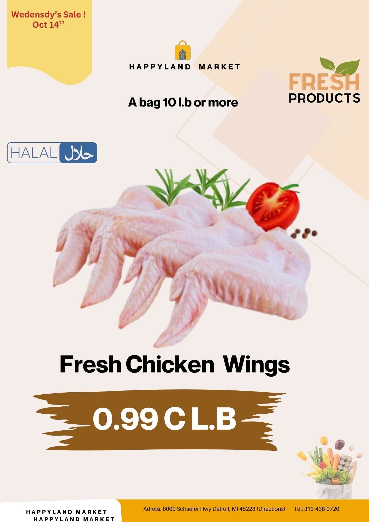 Happy Land Market (8000 Schaefer Highway, Detroit, MI) Weekly Ad October 14 - 14, 2026