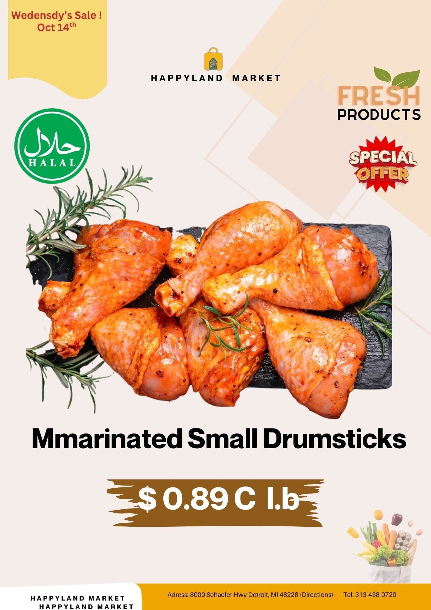 Happy Land Market (8000 Schaefer Highway, Detroit, MI) Weekly Ad October 14 - 14, 2026