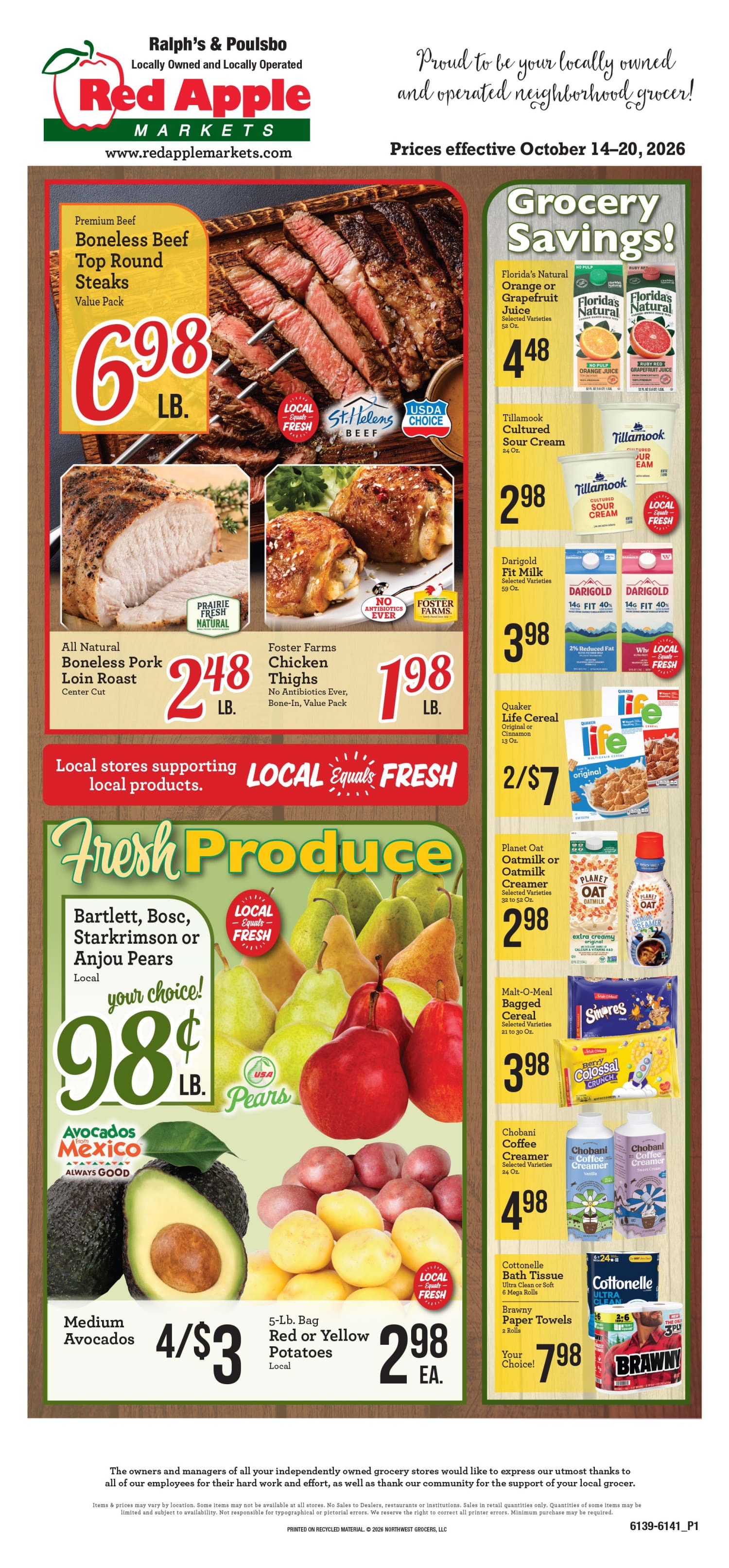 Ralph's and Poulsbo Red Apple Markets Weekly Ad October 14 - 20, 2026