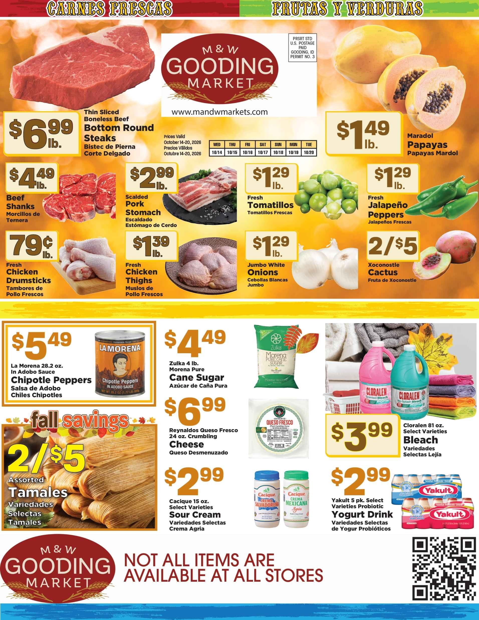 M&W Markets (Gooding, ID) Weekly Ad October 14 - 20, 2026