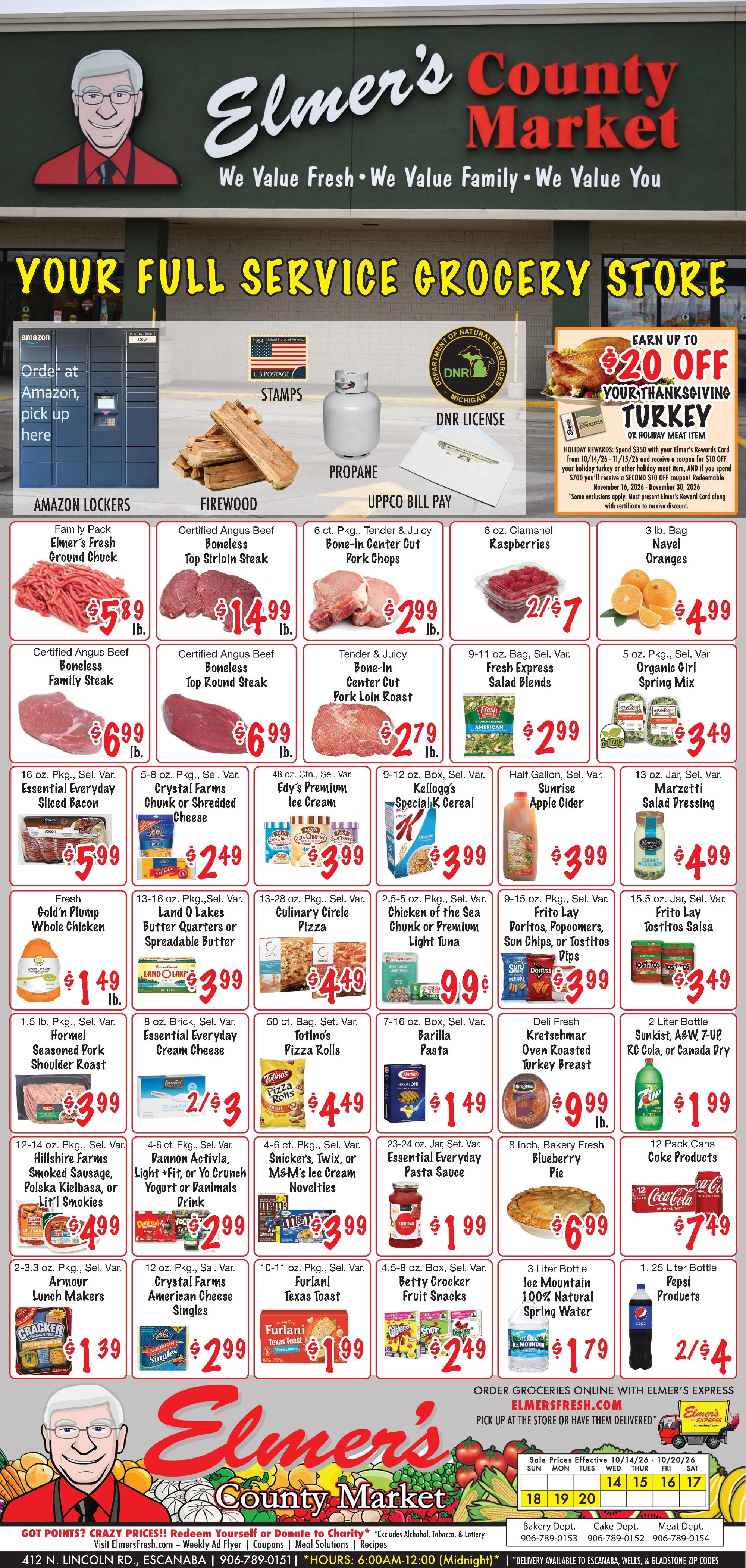 Elmer's County Market Newspaper Weekly Ad October 14 - 20, 2026