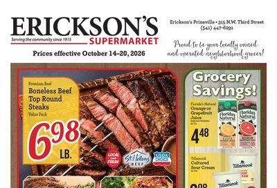 Erickson's Thriftway Weekly Ad October 14 - 20, 2026