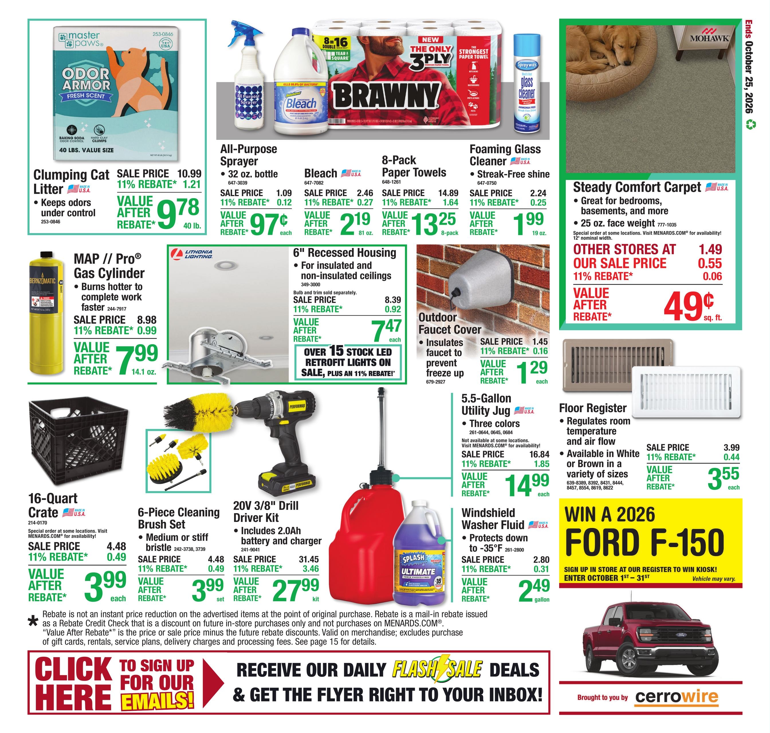 Menards (Alsip Area, IL) 11% Rebate Sale Weekly Ad October 14 - 25, 2026