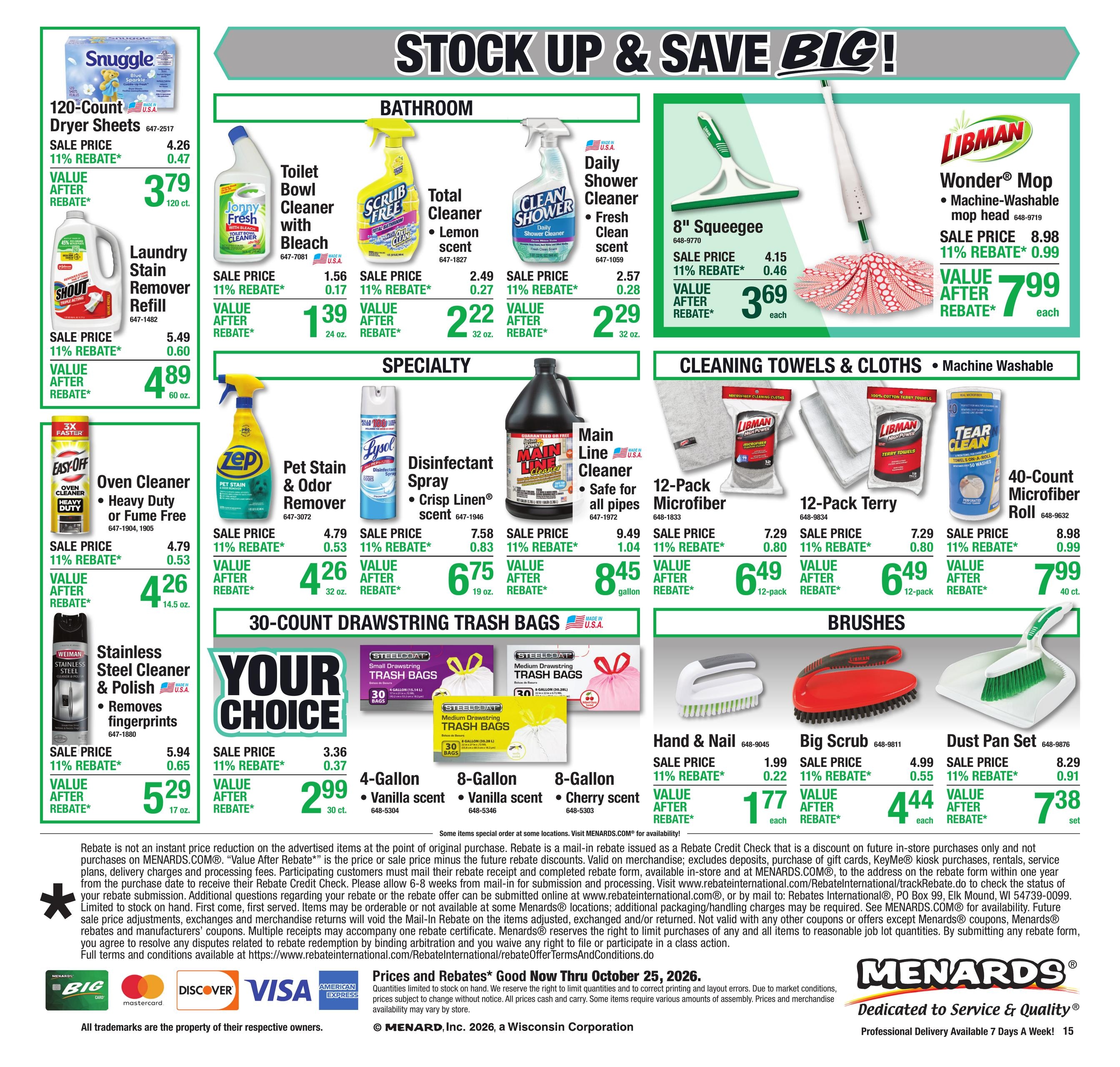Menards (Barnesville Area, MN) 11% Rebate Sale Weekly Ad October 14 - 25, 2026