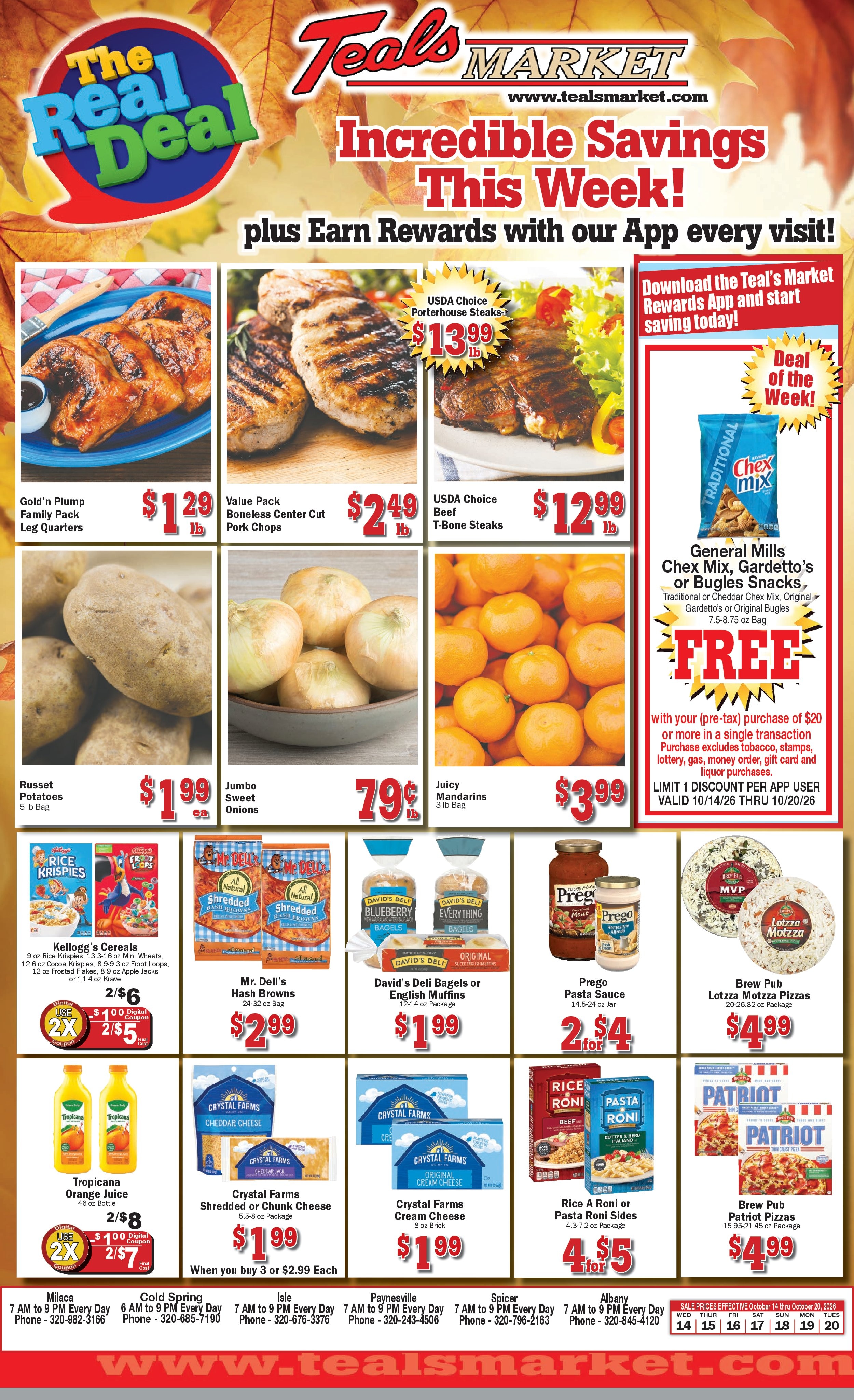 Teal's Market (Isle, Milaca and Paynesville, MN) Weekly Ad October 14 - 20, 2026