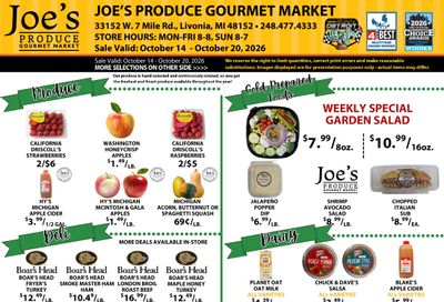 Joe's Produce Gourmet Market Weekly Ad October 14 - 20, 2026
