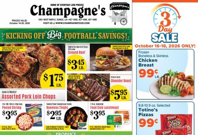 Champagne’s Market (Oberlin-Welsh Area, LA) Weekly Ad October 14 - 20, 2026