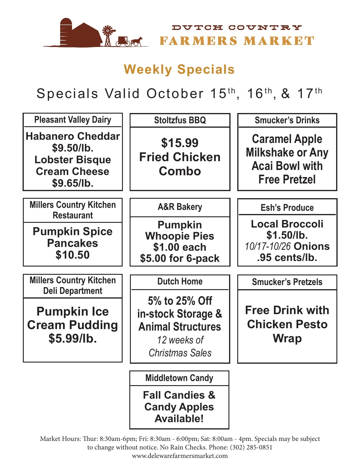 Dutch Country Farmers Market Weekly Specials Weekly Ad October 15 - 17, 2026