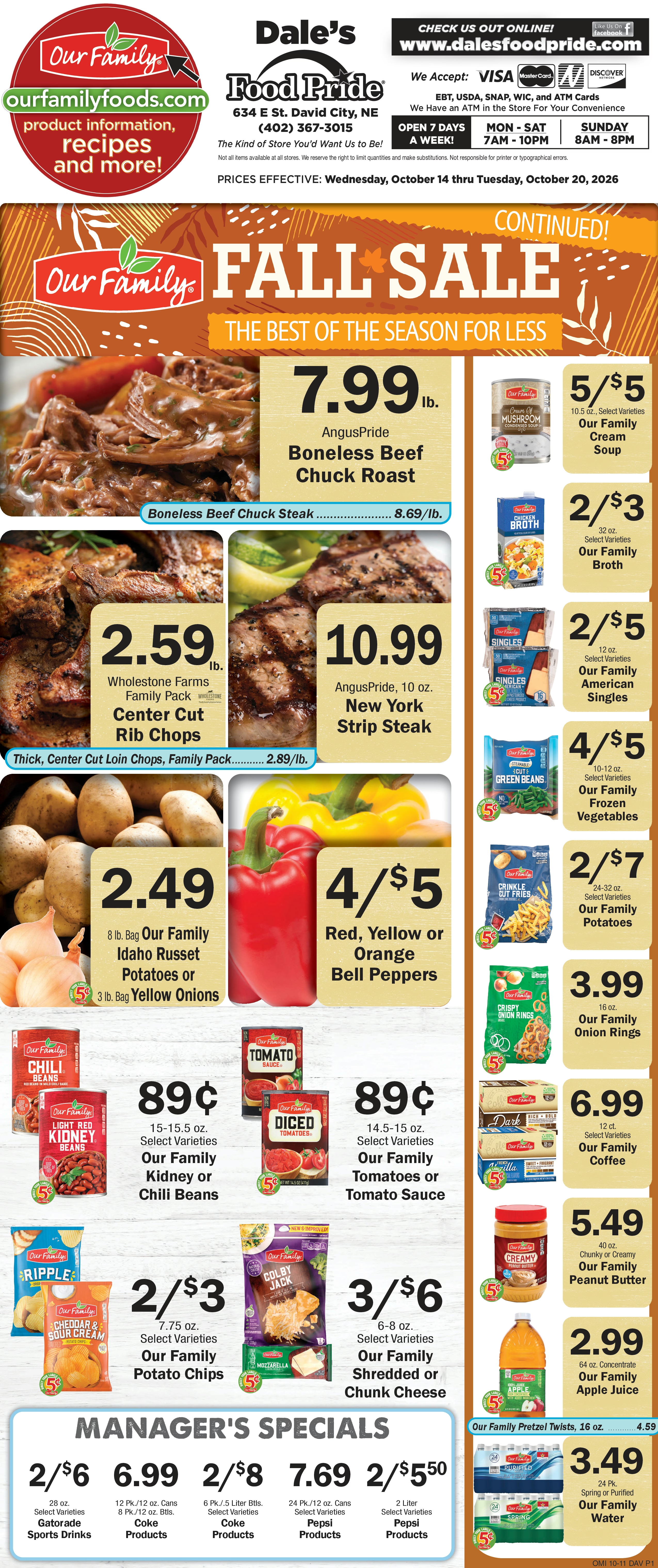 Dale's Food Pride (634 E St, David City, NE) Weekly Ad October 14 - 20, 2026