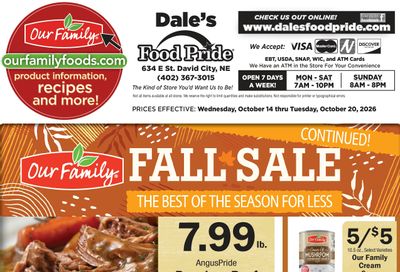 Dale's Food Pride (634 E St, David City, NE) Weekly Ad October 14 - 20, 2026