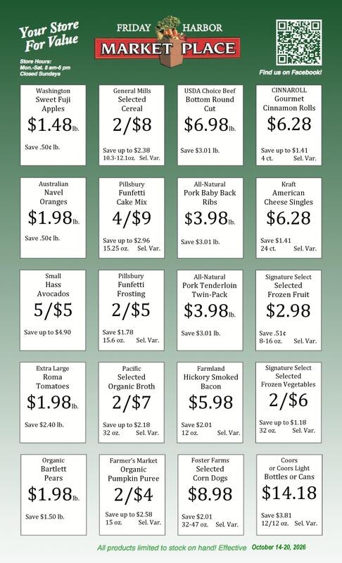Friday Harbor Marketplace Weekly Ad October 14 - 20, 2026