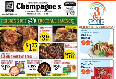 Champagne’s Market (Lafayette Area, LA) Weekly Ad October 14 - 20, 2026